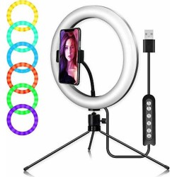RGB Ring Light Selfie Beauty Lamp LED 26cm 2500-4500K με Επιτραπέζιο Τρίποδο και Βάση για Κινητό