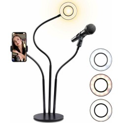 Ring Light RK25 9cm 2500-4500K με Επιτραπέζια Βάση Στήριξης και Βάση για Κινητό