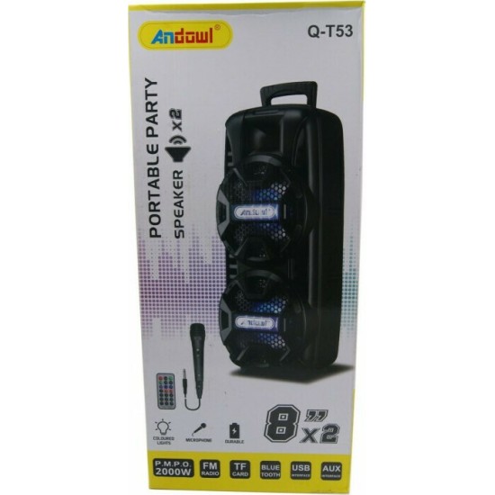 Andowl Σύστημα Karaoke με Ενσύρματo Μικρόφωνo Q-T53 σε Μαύρο Χρώμα