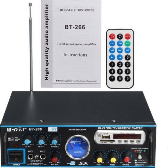 Ενισχυτής με λειτουργία Karaoke BT-266 σε Μαύρο Χρώμα