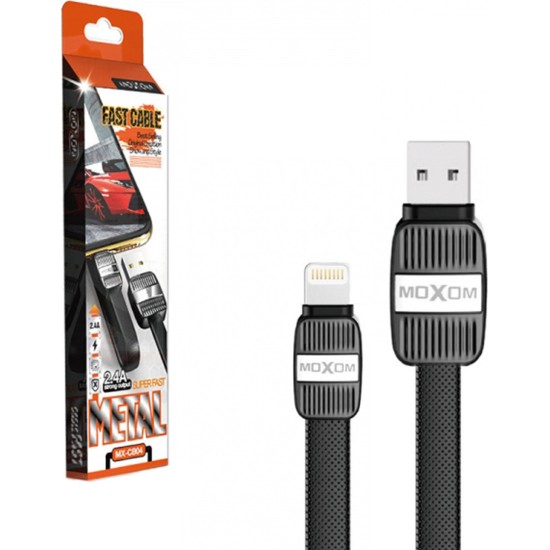 Moxom Flat USB to Lightning Cable Μαύρο 1m (MX-CB04)