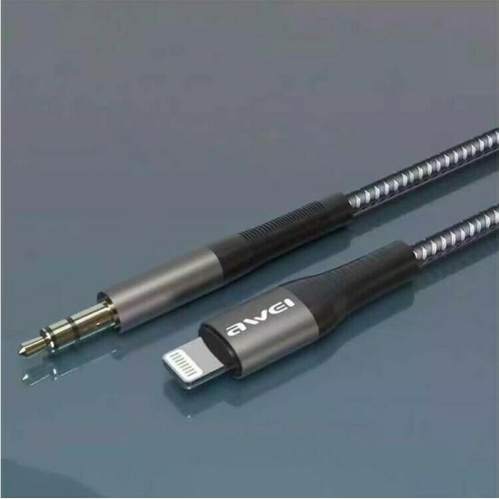 Awei Braided USB 2.0 Cable USB-C male - 3.5mm male Μαύρο 1m (CL-116T)
