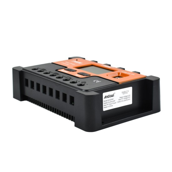 Andowl Ρυθμιστής Φόρτισης PWM 12V 40A Μαύρο/Πορτοκαλί Andowl Ρυθμιστής Φόρτισης PWM 12V 40A Μαύρο/Πορτοκαλί