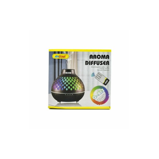 Andowl Led Συσκευή Αρωματοθεραπείας Υπερήχων Q-X13 με Τηλεχειριστήριο Καφέ 400ml