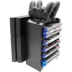 Dobe Tower Stand & Twin Charging Docking Station Βάση για Xbox One / PS4 / PS3 / Xbox 360 σε Μαύρο χρώμα