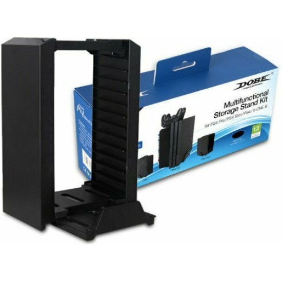 Dobe Tower Stand & Twin Charging Docking Station Βάση για Xbox One / PS4 / PS3 / Xbox 360 σε Μαύρο χρώμα