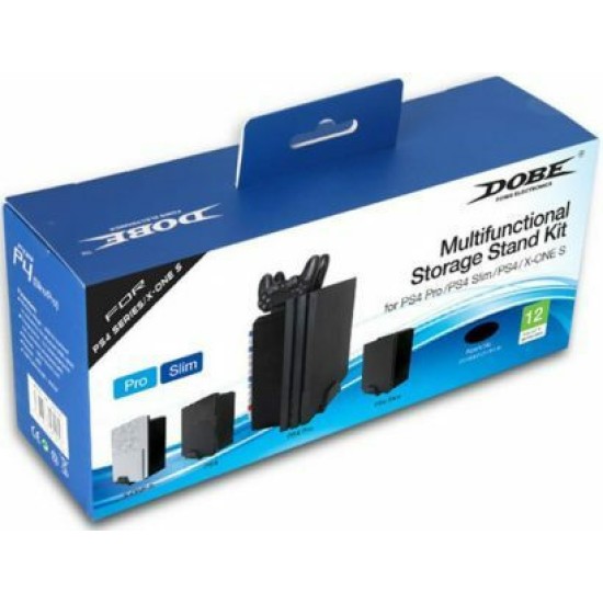 Dobe Tower Stand & Twin Charging Docking Station Βάση για Xbox One / PS4 / PS3 / Xbox 360 σε Μαύρο χρώμα