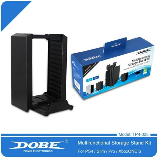 Dobe Tower Stand & Twin Charging Docking Station Βάση για Xbox One / PS4 / PS3 / Xbox 360 σε Μαύρο χρώμα