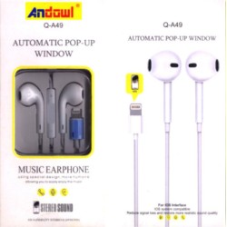 Andowl Q-A49 In-ear Handsfree με Βύσμα Lightning Λευκό