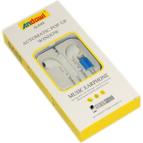 Andowl Q-A49 In-ear Handsfree με Βύσμα Lightning Λευκό