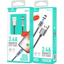Leewello SJX-181 Braided / Μαγνητικό αποσπώμενο USB to Lightning Cable Ασημί 1m