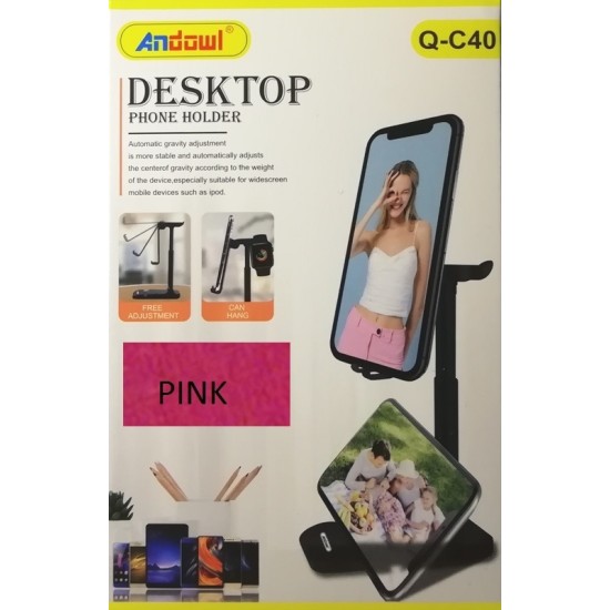 Andowl Q-C40 Βάση Γραφείου για Κινητό σε Ροζ χρώμα Andowl Q-C40 Βάση Γραφείου για Κινητό σε Ροζ χρώμα