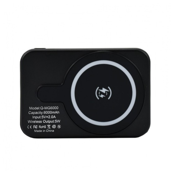Andowl MagSafe Power Bank 6000mAh με Θύρα USB-A και Θύρα USB-C Μαύρο Andowl MagSafe Power Bank 6000mAh με Θύρα USB-A και Θύρα USB-C Μαύρο