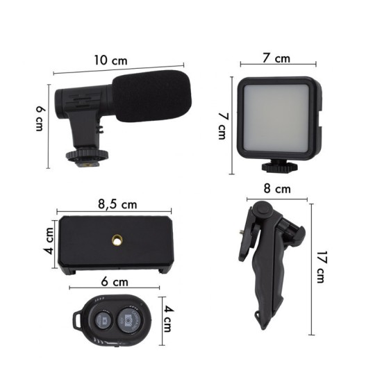 Live Video Package Set Q-ZJ09 Τρίποδο Κινητού Μαύρο