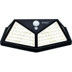 Στεγανό Ηλιακό Φωτιστικό Επιτοίχιας Τοποθέτησης IP65 με Ανιχνευτή Κίνησης και Ψυχρό Λευκό Φως σε Μαύρο Χρώμα FO-TA008