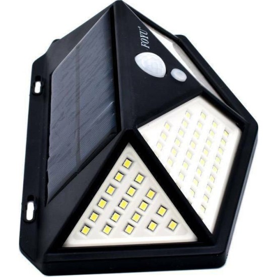 Στεγανό Ηλιακό Φωτιστικό Επιτοίχιας Τοποθέτησης IP65 με Ανιχνευτή Κίνησης και Ψυχρό Λευκό Φως σε Μαύρο Χρώμα FO-TA008