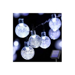20 Χριστουγεννιάτικα Λαμπάκια LED Θερμό Λευκό 5μ Ηλιακά σε Σειρά με Μαύρο Καλώδιο και Προγράμματα Solar Lights