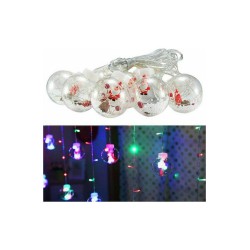 10 Λαμπάκια LED 3μ x 50εκ Πολύχρωμα τύπου Κουρτίνα Άγιος Βασίλης