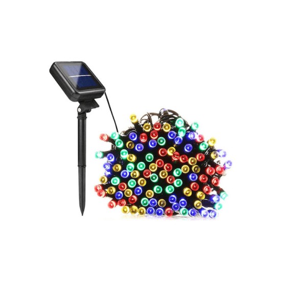 100 Χριστουγεννιάτικα Λαμπάκια LED Πολύχρωμα 8μ Ηλιακά σε Σειρά
