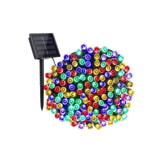 100 Χριστουγεννιάτικα Λαμπάκια LED Πολύχρωμα 8μ Ηλιακά σε Σειρά