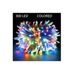 300 LED Χριστουγεννιάτικα Λαμπάκια 28μ Πολύχρωμα με πρόγραμμα σε διάφανο καλώδιο