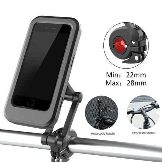 Andowl Βάση Κινητού Μοτοσυκλέτας με Αδιάβροχη Θήκη για το Τιμόνι