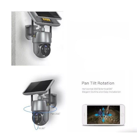 Andowl IP Κάμερα Παρακολούθησης Wi-Fi 1080p Αδιάβροχη Μπαταρίας με Αμφίδρομη Επικοινωνία Ασημί Q-SX01
