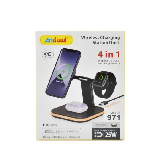 Andowl Ασύρματος Φορτιστής (Qi Pad) 25W Power Delivery / Quick Charge 3.0 Μαύρος (971) Andowl Ασύρματος Φορτιστής (Qi Pad) 25W Power Delivery / Quick Charge 3.0 Μαύρος (971)