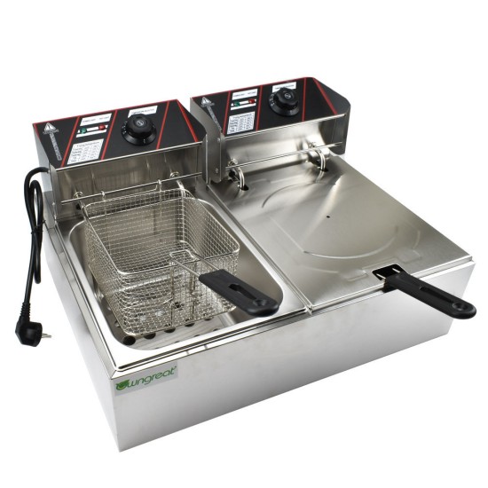 Ηλεκτρική Φριτέζα Διπλή 5kW Χωρητικότητας 2x6lt 56x45.5x29cm