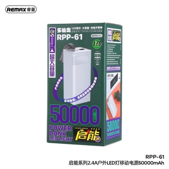 Remax RPP-61 Power Bank 50000mAh 12W με 2 Θύρες USB-A Λευκό