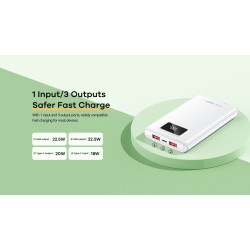Remax RPP-319 Power Bank 10000mAh 22.5W με 2 Θύρες USB-A και Θύρα USB-C Power Delivery Λευκό