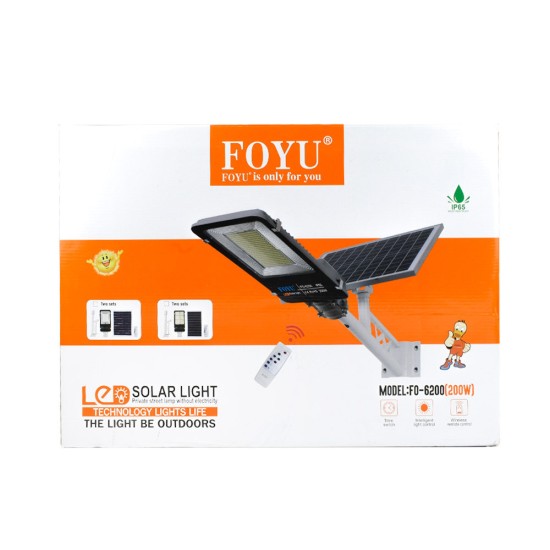 Foyu Στεγανό Ηλιακό Φωτιστικό Δρόμου IP67 με Αισθητήρα Φωτός και Τηλεχειριστήριο και Ψυχρό Λευκό Φως σε Μαύρο Χρώμα FO-6100