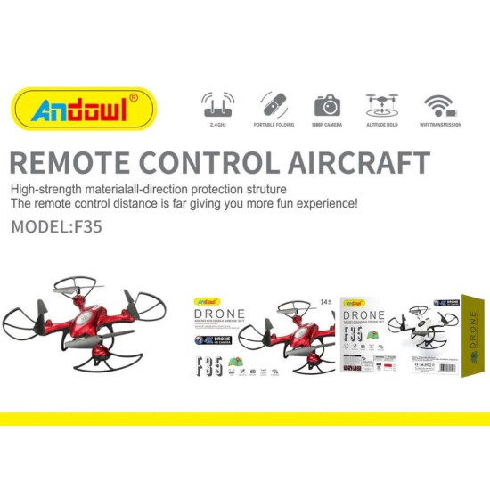 F35 Drone WiFi 2.4 GHz με 4K Κάμερα και Χειριστήριο Κόκκινο