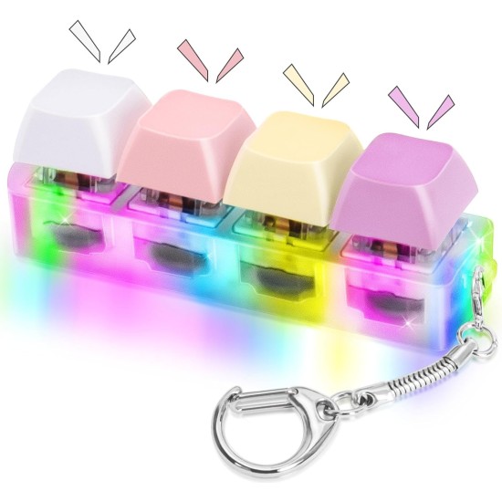 Keyboard Button Design Fidget Stress Relief Keychain with LED Light 4 buttons