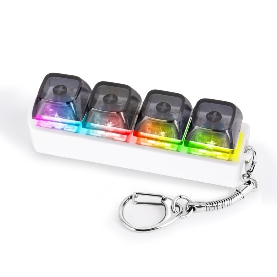 Keyboard Button Design Fidget Stress Relief Keychain with LED Light 4 buttons Black
