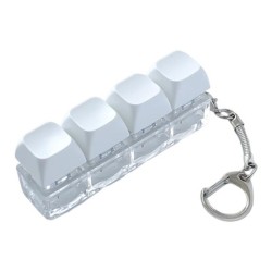 Keyboard Button Design Fidget Stress Relief Keychain with LED Light 4 buttons White