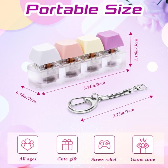 Keyboard Button Design Fidget Stress Relief Keychain with LED Light 4 buttons- 2 τμχ
