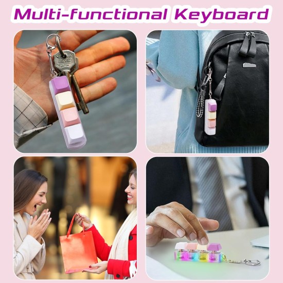 Keyboard Button Design Fidget Stress Relief Keychain with LED Light 4 buttons- 2 τμχ