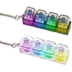 Keyboard Button Design Fidget Stress Relief Keychain with LED Light 4 pieces transparent