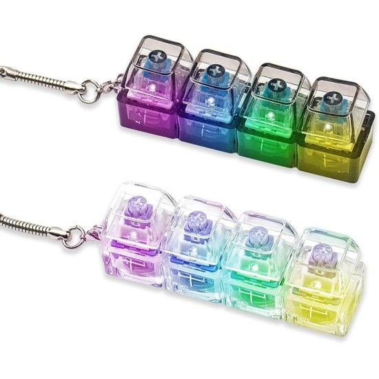 Keyboard Button Design Fidget Stress Relief Keychain with LED Light 4 pieces transparent