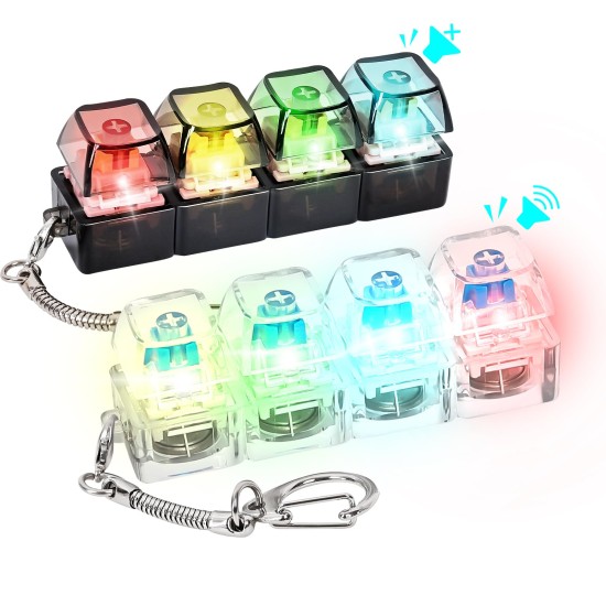 Keyboard Button Design Fidget Stress Relief Keychain with LED Light 4 buttons- 2 τμχ