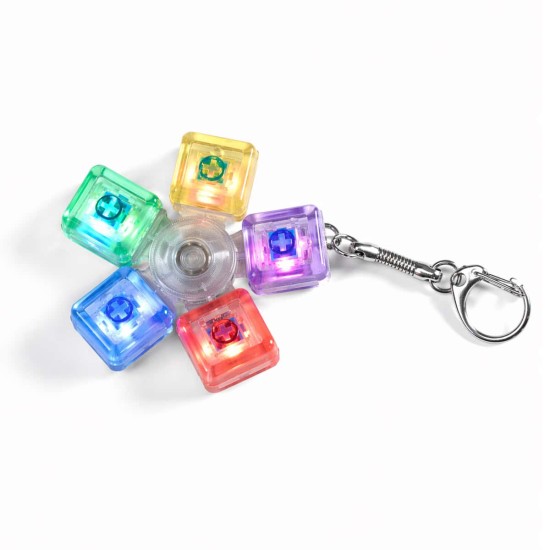 Keyboard Button Design Fidget Spinner Stress Relief Keychain with LED Light 5 buttons