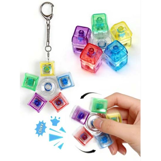 Keyboard Button Design Fidget Spinner Stress Relief Keychain with LED Light 5 buttons