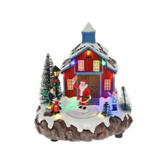Χριστουγεννιάτικο Φωτιζόμενο Διακοσμητικό Χωριό με Μουσική και Κίνηση 22x17x13εκ. - Άγιος Βασίλης