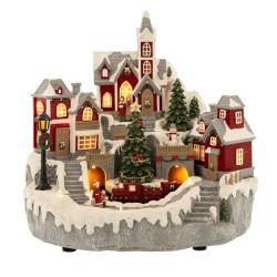 Χριστουγεννιάτικο ΧΩΡΙΟ με τραίνο XMAS Ρεύματος Με Φως Και Κίνηση 28x27x16εκ. "Τρένο " 