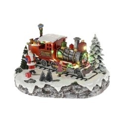 Χριστουγεννιάτικο ΧΩΡΙΟ XMAS Ρεύματος Με Φως Και Κίνηση 28x20x16εκ. "Τρένο " 