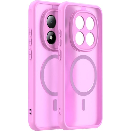 Metal Stand Case Camera Ring Protection for Xiaomi Redmi Note 15 4G/5G,Shockproof TPU Magnetic Mag-Safe Slim Case Back Cover Pink