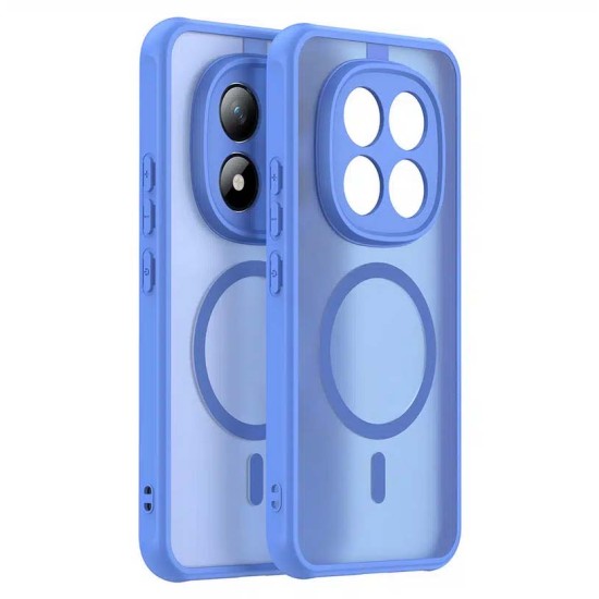 Metal Stand Case Camera Ring Protection for Xiaomi Redmi Note 15 Pro 4G,Shockproof TPU Magnetic Mag-Safe Slim Case Back Cover Blue