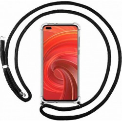 Back Cover Σιλικόνης διάφανο με Λουράκι Μαύρο (Xiaomi Redmi Note 9)
