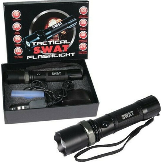 Φακός Επαναφορτιζόμενος Με LED SWAT Cree 10000W